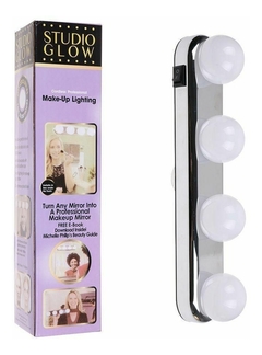 Porta 4 luces para maquillaje para espejo a pilas color cromado - comprar online