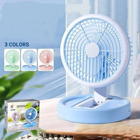 ventilador recargable con base y luz 3 intensidades