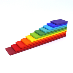 Kit Blocos Escalonados 49 blocos + Placas 11 peças + Auris com 12 - Colorido Arco-Íris