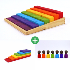 Kit Blocos Escalonados 49 blocos + Placas 6 peças + Auris com 7 - Colorido Arco-Íris - comprar online