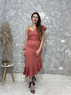 Vestido Cetim Coral - Lemour Modas