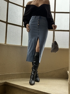 Saia midi jeans - loja online