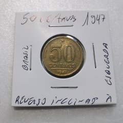 Moeda de 50 Centavos de 1947 Bronze Alumínio Reverso Inclinado à Esquerda I 51