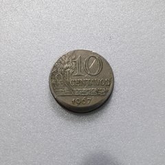 Moeda de 10 Centavos de 1967 Níquel Com Lindo BONÉ Saliente ML 4