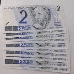 Cédulas de 2 Reais de 2001 C 255 Serie A 1303030551 A à A 1303030560 A Pedro Malan e Armínio Fraga Neto  Flor de Estampa Escassas - comprar online