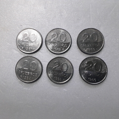 Moedas de 20 Cruzeiros de 1981 à 1986 Aço Inox Igreja Serie Completa