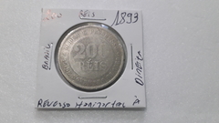 Moeda de 200 Réis de 1893 Cuproníquel Reverso Horizontal à Direita  WR 17