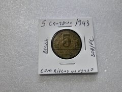 Moeda de 5 Cruzeiros de 1943 Bronze Alumínio Sob/FC com Risco no Anverso MJ 18 na internet