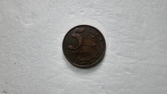 Moeda de 5 Centavos de 2001 Aço Banhado de Cobre com data Marcada ou Vazada Catalogada MJ 01
