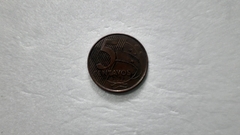 Moeda de 5 Centavos de 2004 Aço Banhado de Cobre com data Marcada ou Vazada Catalogada MJ 02