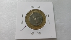 Moeda de 1 Real de 1998 Núcleo de Níquel e Anel de Alpaca contorno em baixo-Relevo lado esquerdo da efigie Catalogada Escassa BI 01 - Mandrade Numismática