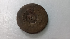 Moeda de 40 Réis de 1827 Com Carimbo de 20 Cobre GG 05