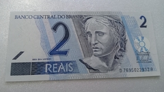 Cédula de 2 Reais de 2009 C 261 Serie D 7695022932 A Chancelas de Guido Mantega e Alexandre Antônio Tombini Flor de Estampa