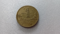 Moeda de 1 Cruzeiro de 1946 Bronze Alumínio Reverso Horizontal à Esquerda TT 07