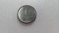 Moeda de 1 Centavo de 1997 Aço Inox com BRASIL Duplo Catalogada ML 02