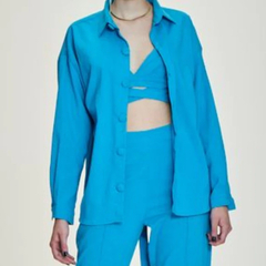 Camisa de Botão Linho Anticool Resort Azul - loja online