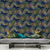 Ambiente decorado com o Papel de Parede Folhagem Azul, Verde e Ouro Velho Brilho - Coleção Avalon1 101 | 10 metros | Cola Grátis - Ciça Braga
