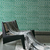 Ambiente decorado com o Papel de Parede Geométrico Estilizado Verde Leve Brilho - Coleção Avalon 1 156 | 10 metros | Cola Grátis - Ciça Braga