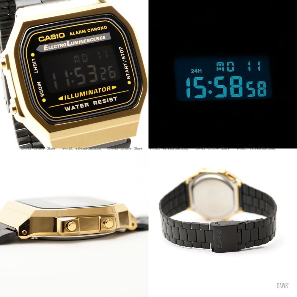 Casio vintage retro a168 black gold discount