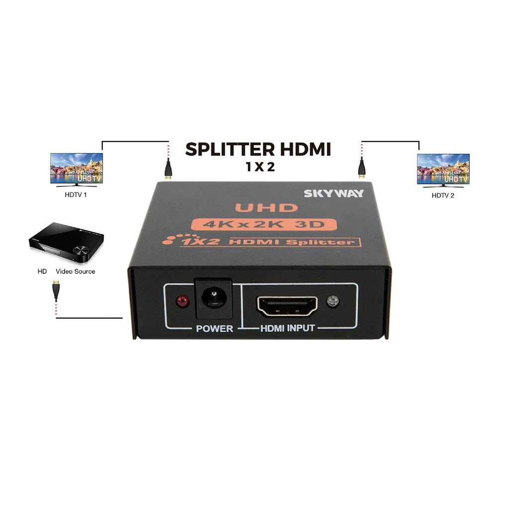 Splitter HDMI 1x2 - V1.4 1 Entrada X 2 Salidas Full Hd 1080p - SKYWAY