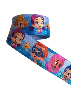 Fita gorgurão estampada bubble guppies 38mm - 2 metros