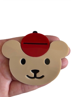 Aplique urso maple bear grande curvado acrílico - 1 unidade