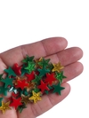 Aplique mini estrela acrílico 1cm sortida cores natal - 20 unidades