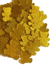 Aplique urso dourado glitter em acrílico - 1 unidade