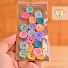 kit completo botão quadradinho em 8 cores candy colors - 24 botões - comprar online
