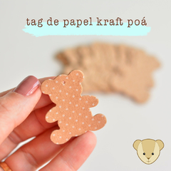 20 tags de papel pingente urso kraft poá - kit com 20 recortes