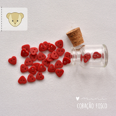 Mini coração FOSCO: vermelho | 30 botões