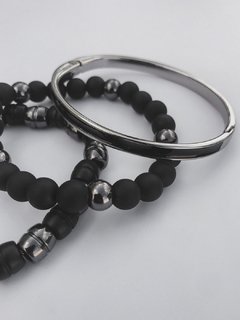 Combo de Pulseiras SILVER BLACK