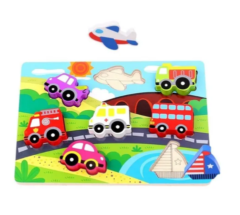 Encastre transportes con relieve - tooky toy