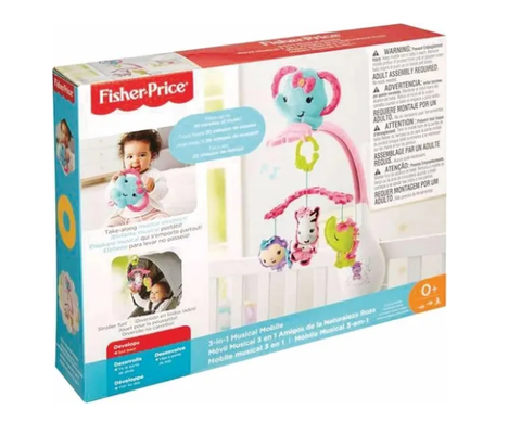 Fisher price -Movil musical 3 en 1 Amigos rosa