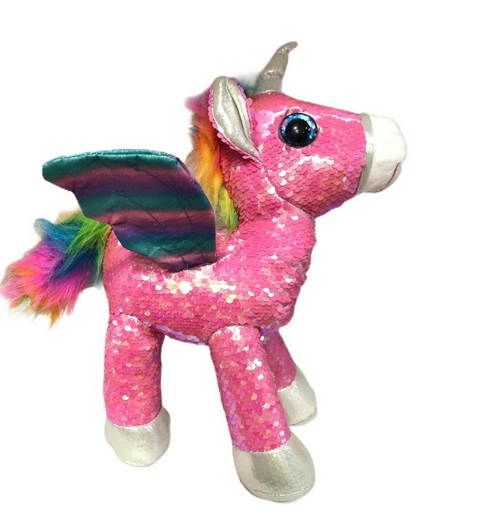 Peluche unicornio con lentejuelas 35 cm