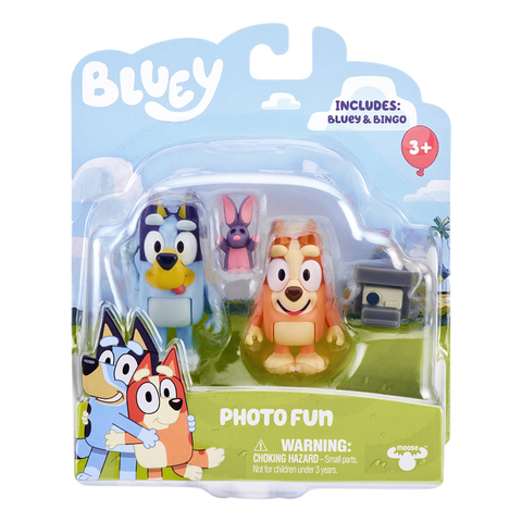 Muñecos Bluey Photo Fun - 2 Figuras con Accesorios - Bluey y sus Amigos