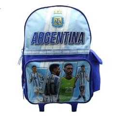 Mochila escolar Afa selección Argentina messi y dibu carro