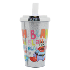 Vaso con tapa y boquilla plegable bob esponja - comprar online