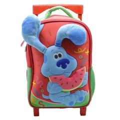 Mochila Escolar Pistas de Blue perrito sandia con carro