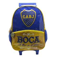 Mochila escolar Boca Juniors te llevo en el alma con carro