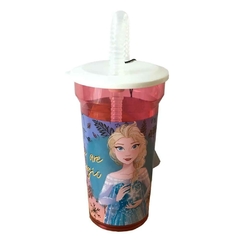 Vaso infantil con tapa y sorbete Frozen princesas