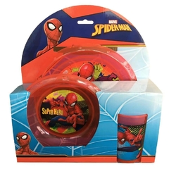 Set infantil plato bowl vaso Spiderman