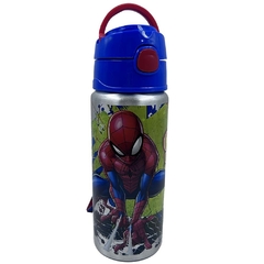 Botella infantil tapa con botón y pico spiderman