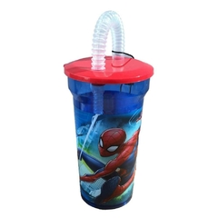 Vaso infantil con tapa y sorbete spiderman superheroe