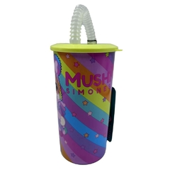 Vaso infantil con tapa y sorbete Simones Mushi - comprar online