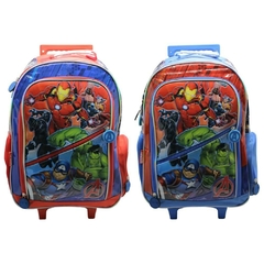 Mochila Escolar Avengers Marvel los mas poderosos con carro