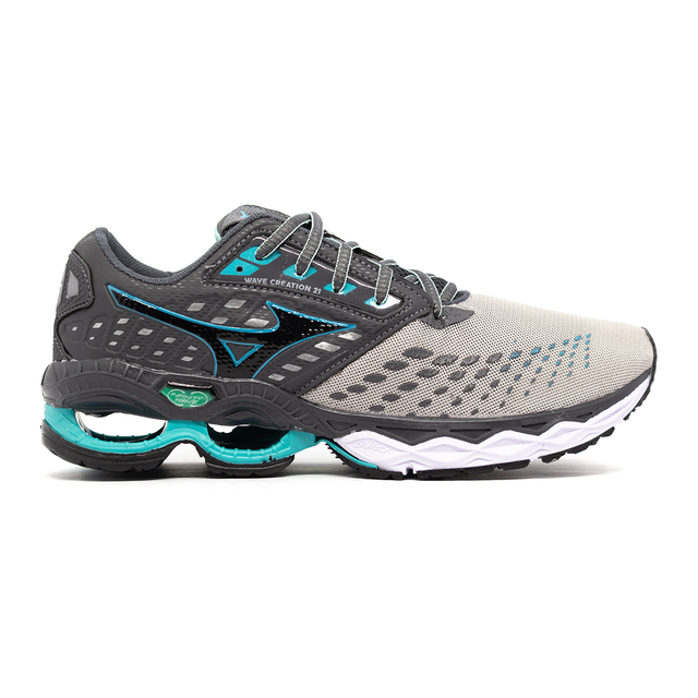 Kit 2 T nis Mizuno Wave Creation 21 Cinza Verde gua Cinza Verde