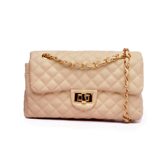 BOLSA COURO LEGÍTIMO QUILTED MÉDIA EM MATELASSÊ NUDE - comprar online