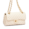 BOLSA COURO LEGÍTIMO QUILTED MÉDIA EM MATELASSÊ OFF WHITE