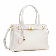 BOLSA EM COURO LEGÍTIMO TOTE COM CADEADO OFF WHITE - comprar online